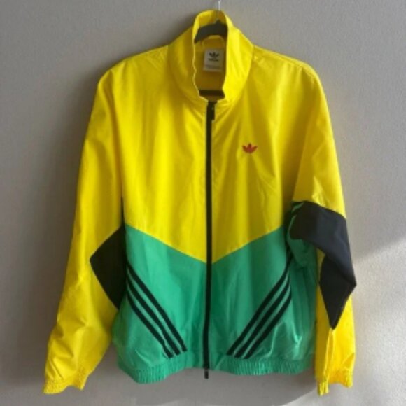 Adidas Originals Men Warm Up Track Tops Yellow And Energy Green Medium - Picture 1 of 8